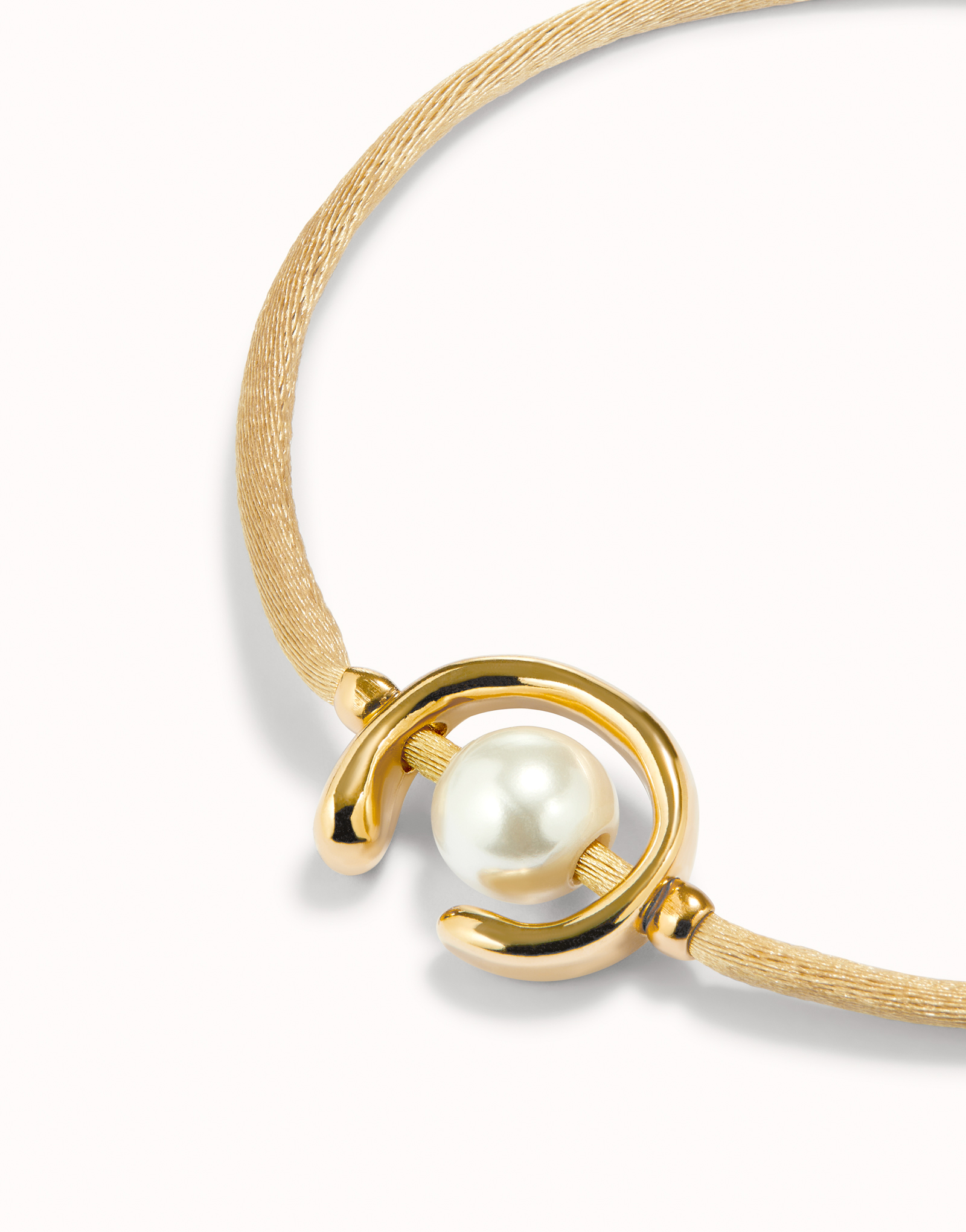 18K gold-plated camel thread bracelet with shell pearl accessory., Golden, large image number null